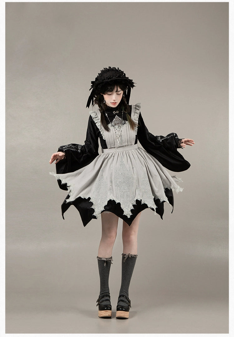 With PUJI - Letter and Poetry · Raven's Night Song - Oriental Aesthetics Gothic Lolita Dress Set 43907:788824