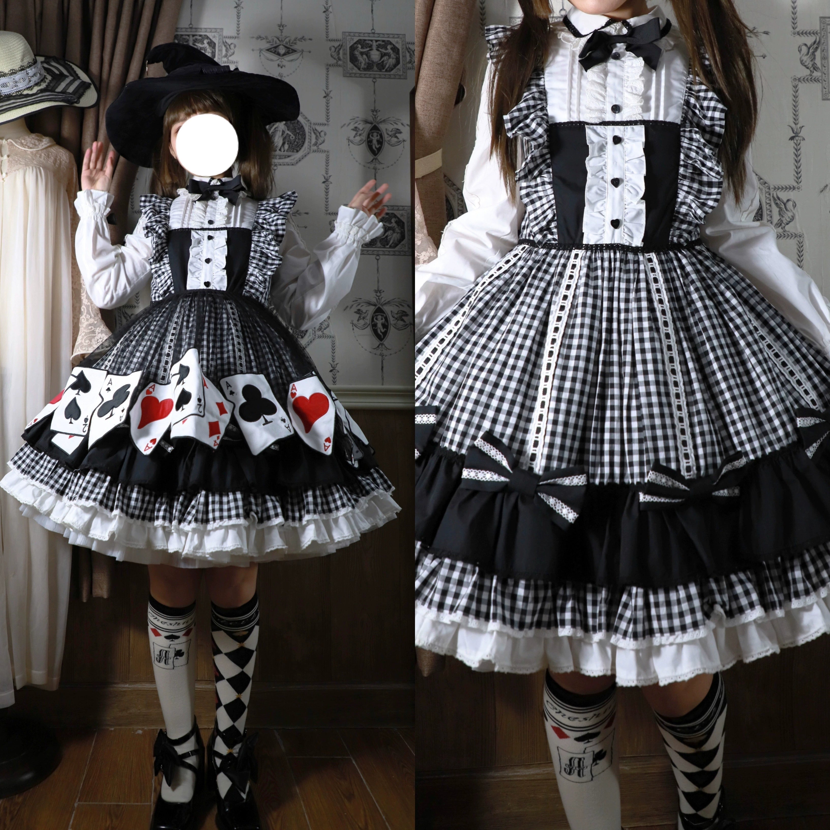 Yukines Box~Daily Lolita Cotton Asymmetric Print Socks 22174:324200