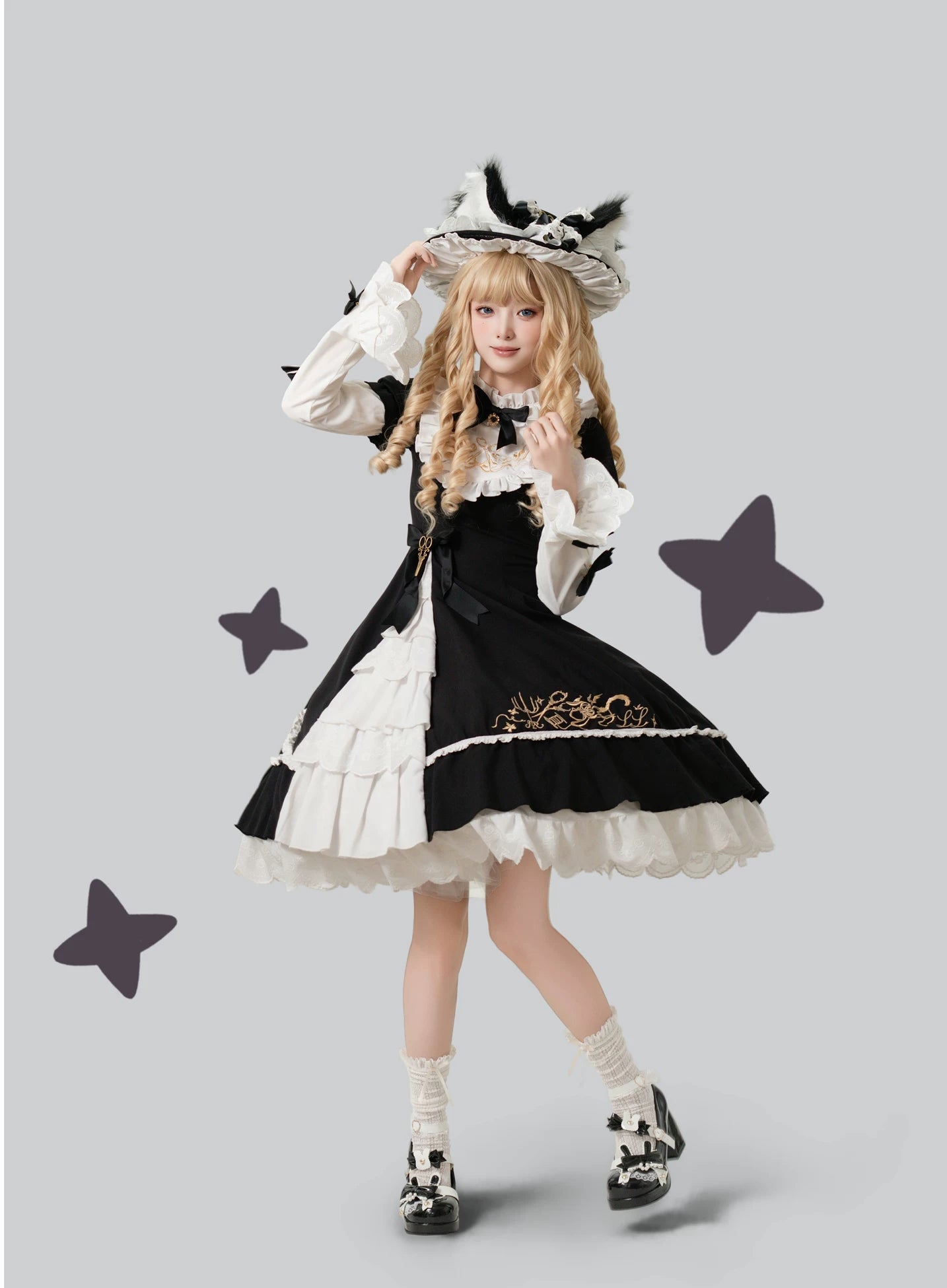Sewing Magic Cat - Classic Lolita Six-Panel OP Dress with Embroidery