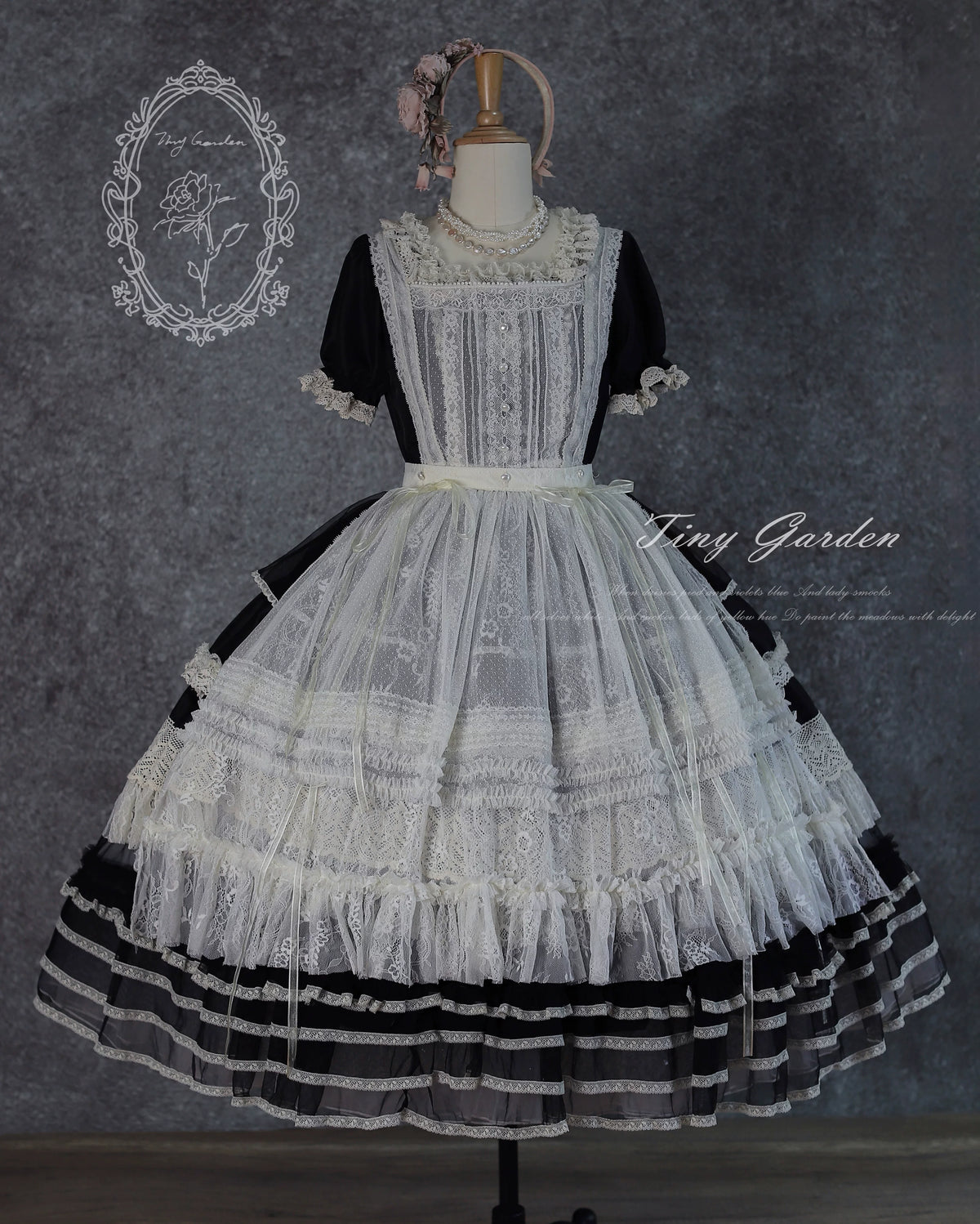 Garden Jardin - Cotton Classic Lolita OP Dress With Tiered Ruffles 45927:868668