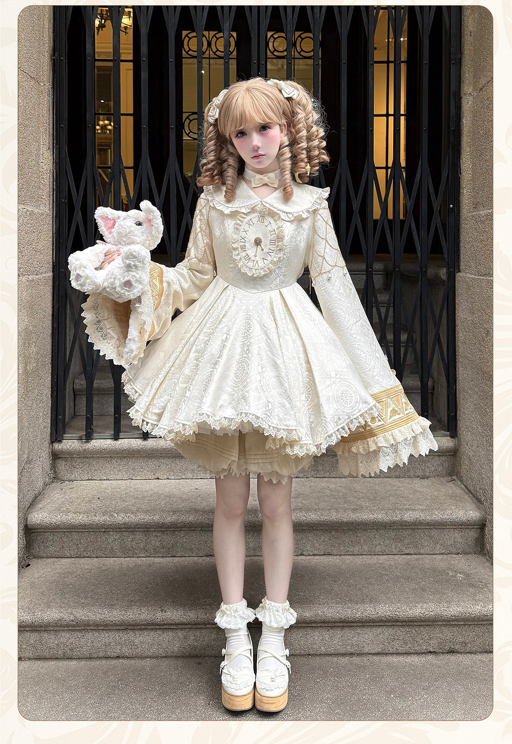 LizBird~Reincarnation of Time~Elegant Lolita OP Set with Waist-Cinching and A-Line Styles