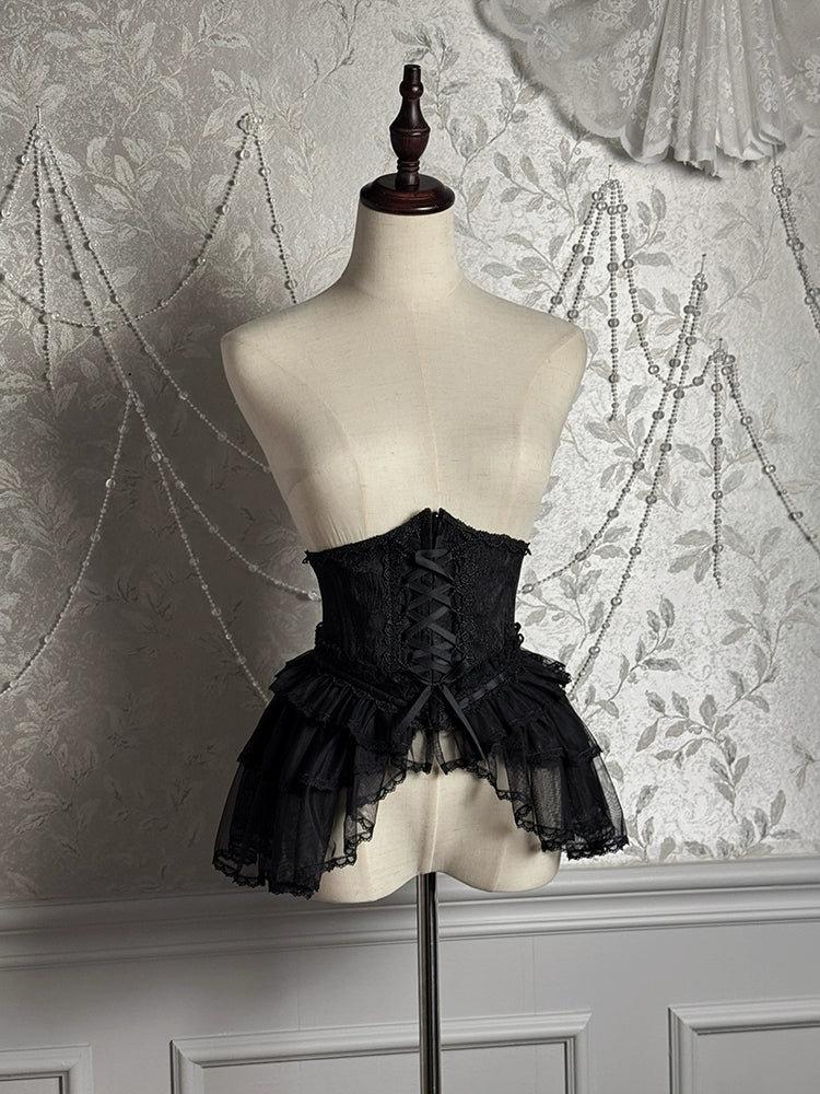 Alice Girl - Cross - Gothic Princess Lolita Corset with Multiple Layers Hem XS black corset only
