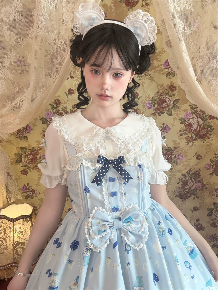 To Alice - Dear Dolls - Kawaii Lolita JSK Dress, Bear & Bunny Print 44016:791816