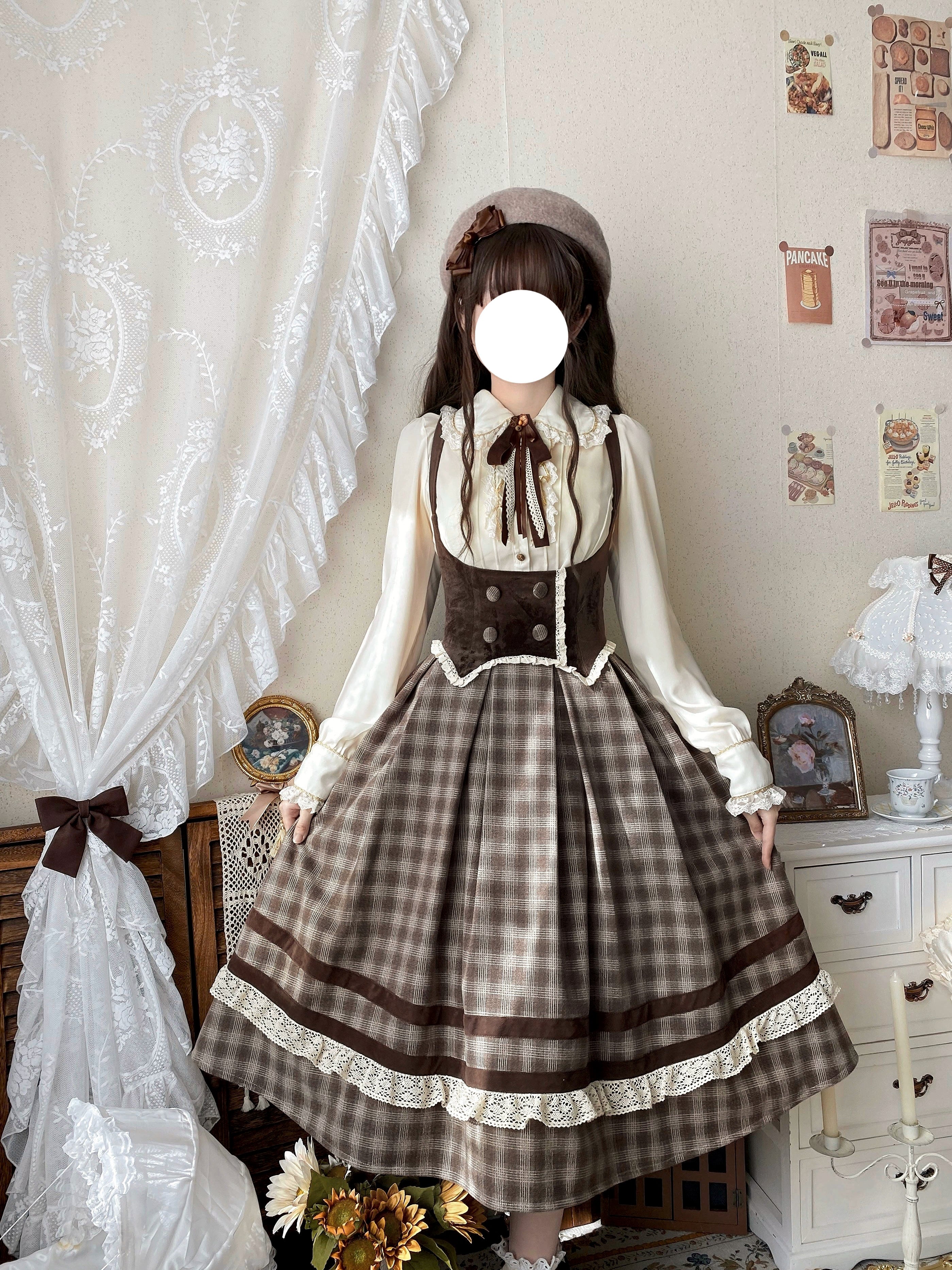 White Tea Story - Chestnut Autumn - Plaid Classic Lolita JSK, Bust Supporting 44210:798741