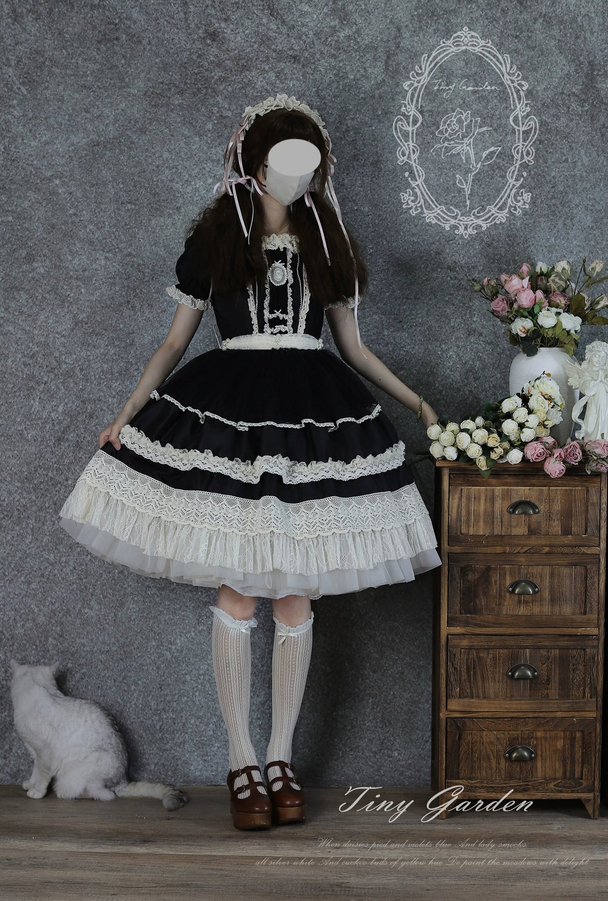 Garden Jardin - Cotton Classic Lolita OP Dress With Tiered Ruffles 45927:868662