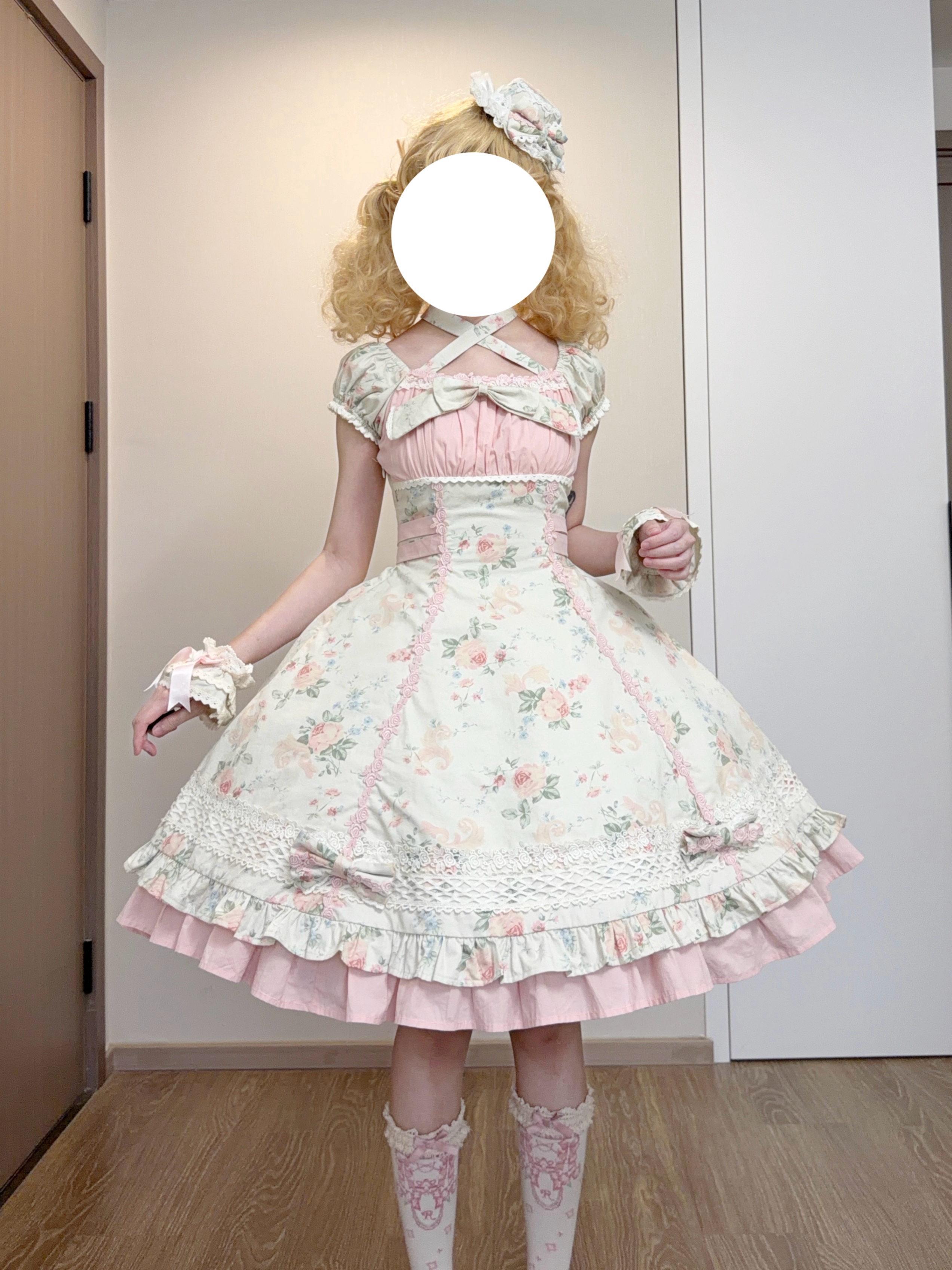 Meet Spring - Floral Printed Old School Lolita OP Dress (L M S XL) 44915:827727
