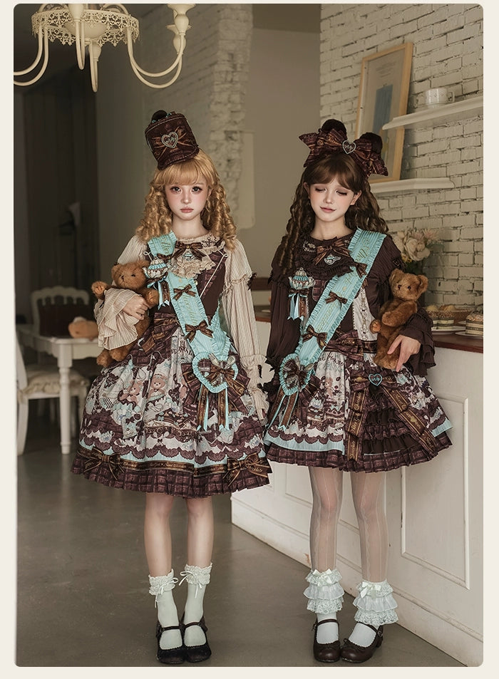 Alice Girl - Bear Chocolate Bar - Kawaii Lolita Blouse, Long Sleeve 43852:787121