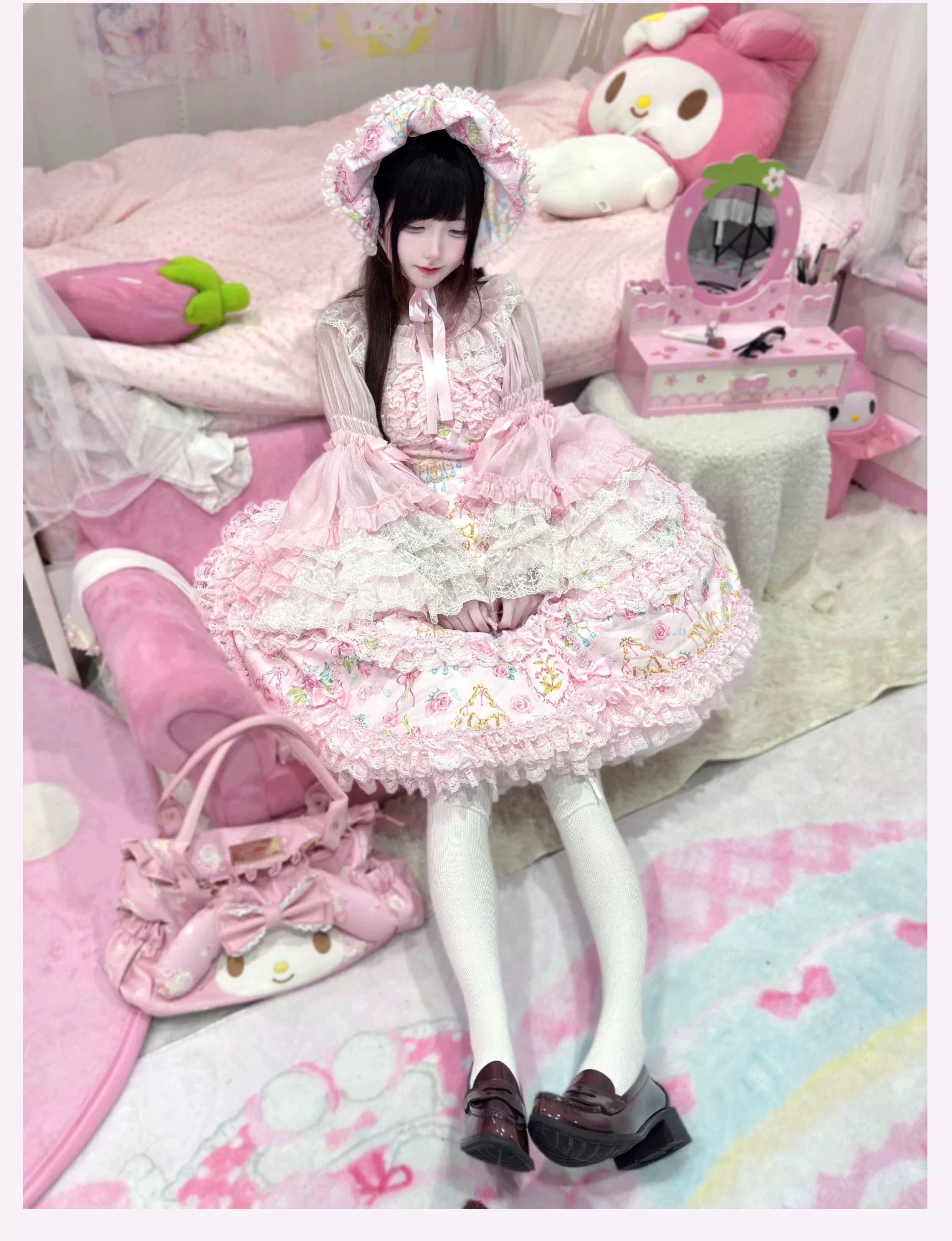 Spring 2025 - Old School Lolita Floral Print JSK Dress, Doll-Like OP 45247:842754