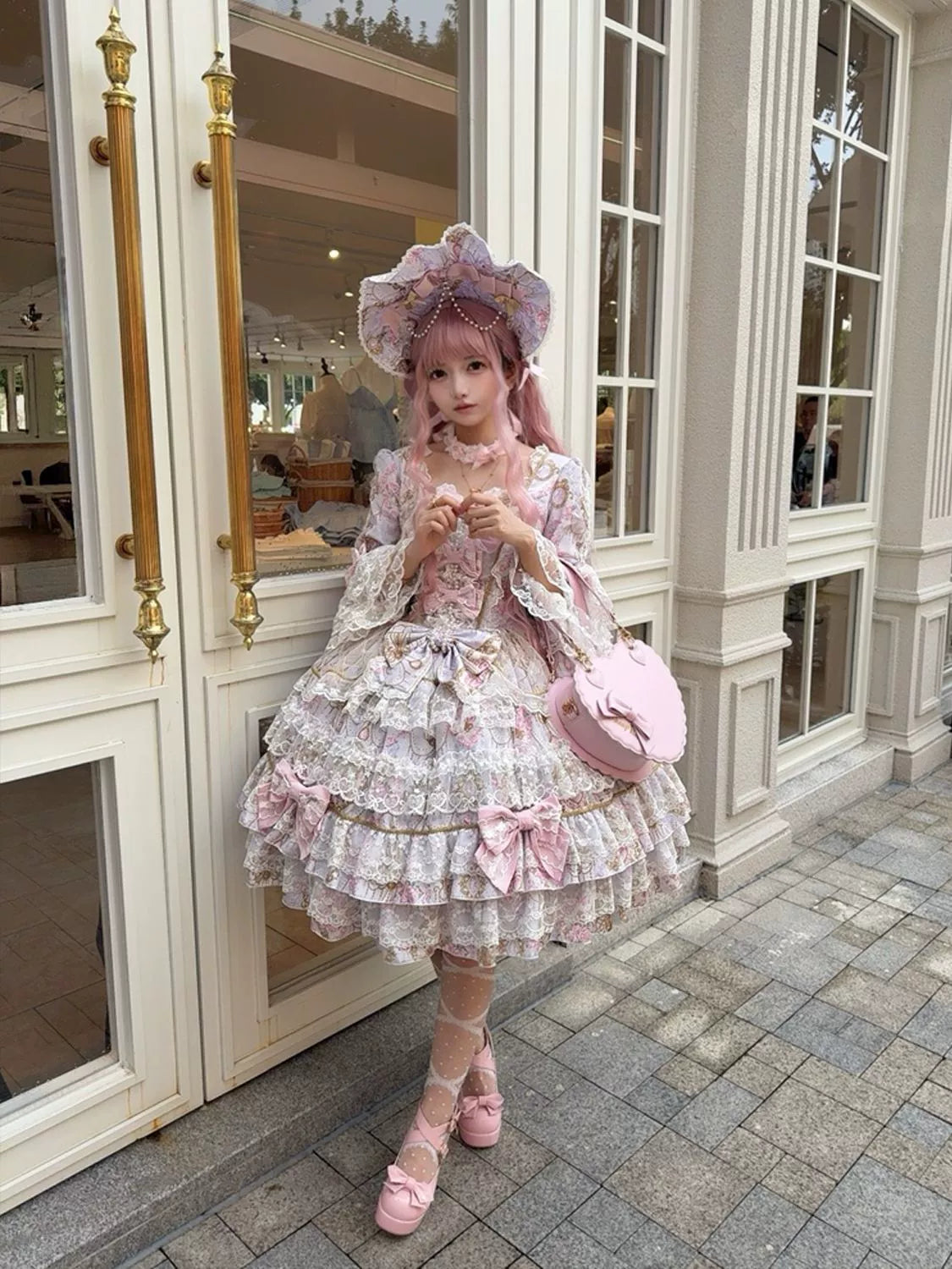 Hanguliang - Candlelight Sonata - Sweet Lolita Long Sleeve OP, Tiered Ruffles (L M S) 43988:790884
