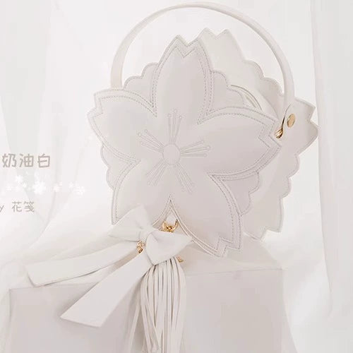 Eternity - Han Lolita Sakura Bag Double-layered Handbag Crossbody Bag Multicolors Small version cream white (3D surface)