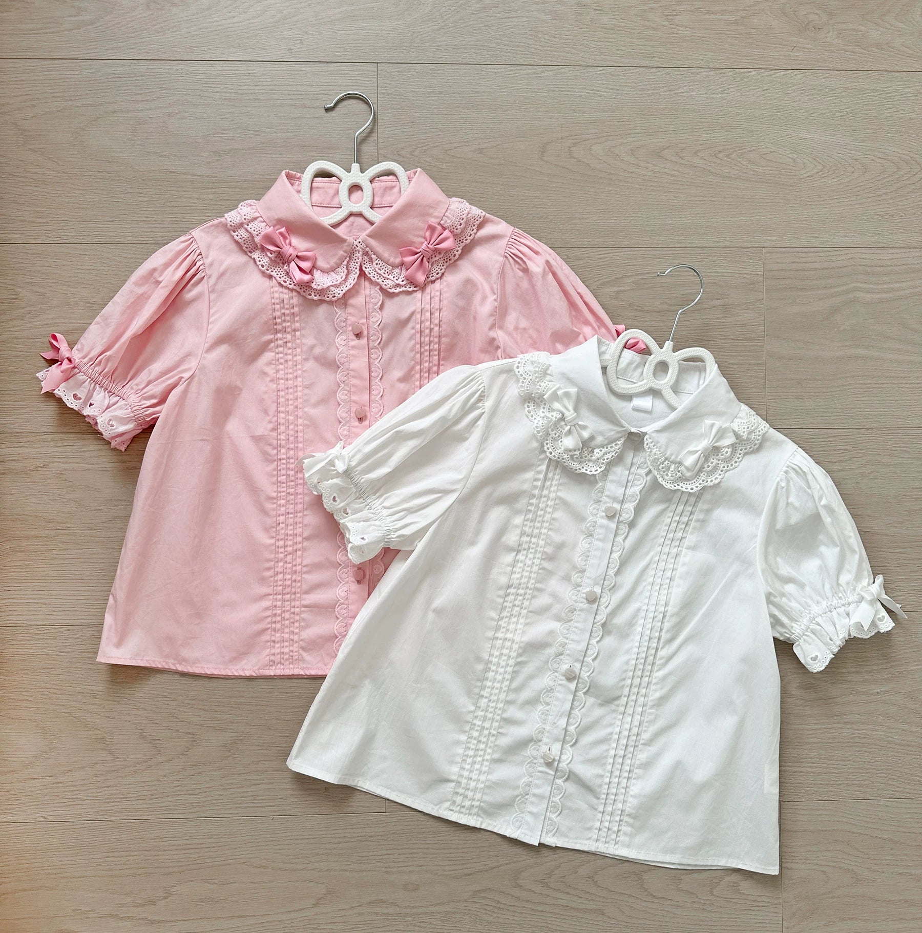 Cream Fondant - Old School Lolita JSK & OP Dress, Pearl Accent Pink Blouse Only S