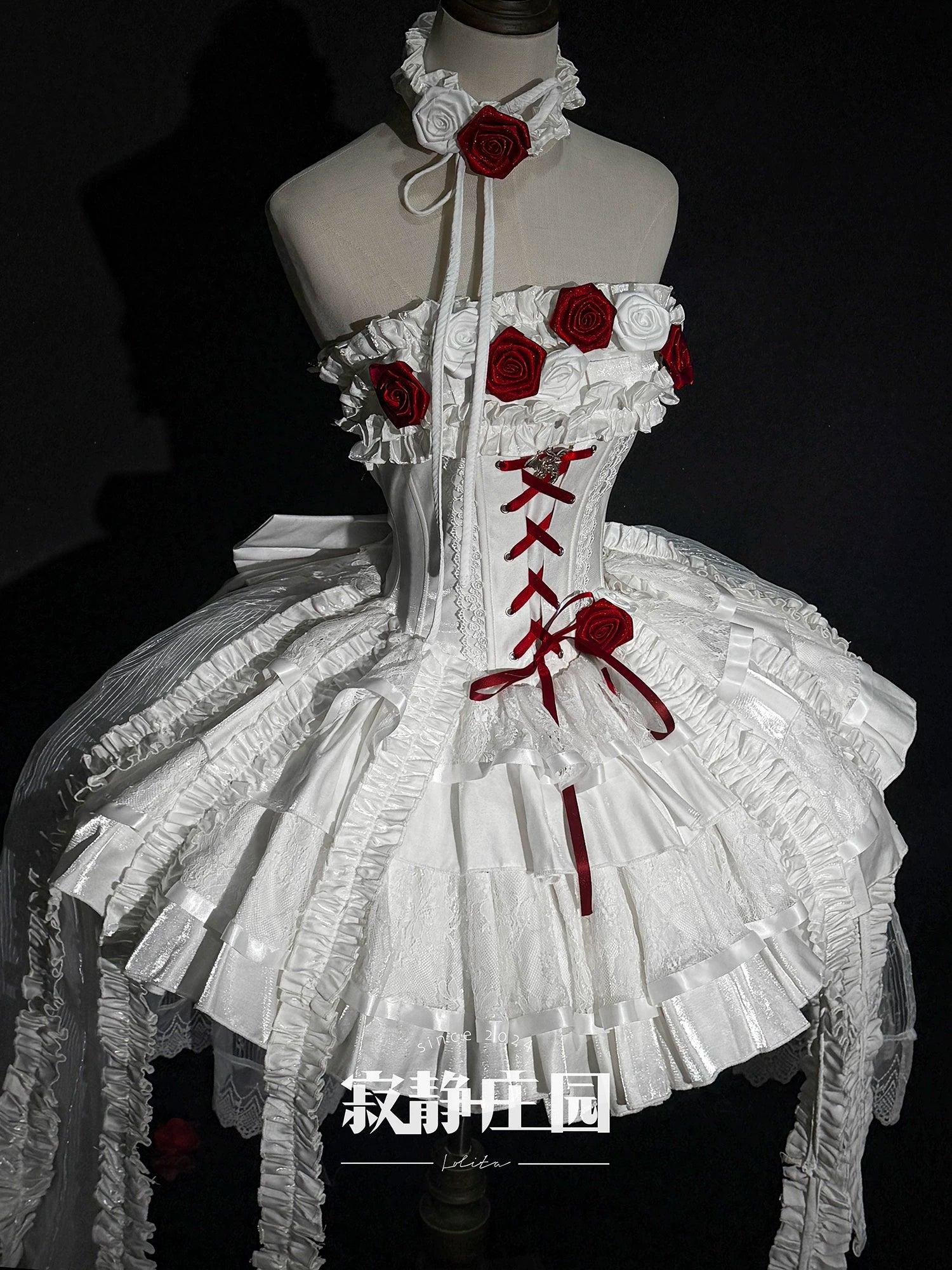 The Forbidden Garden - Gothic Lolita JSK Dress, Detachable Rose Accessories