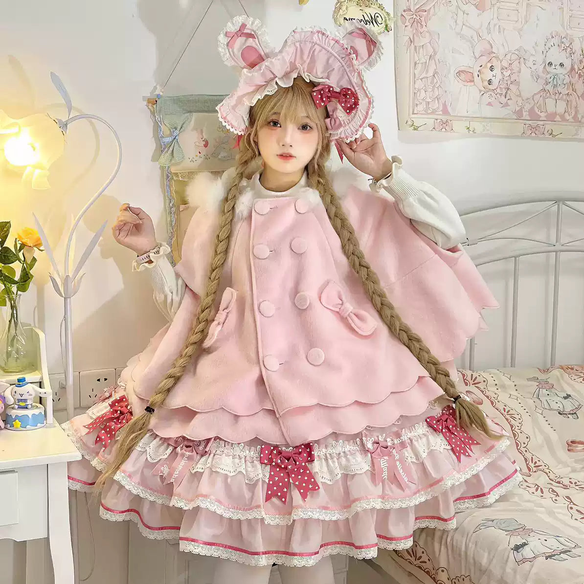 Yayizi - Sweet Lolita Cape Winter Plush Lolita Coat