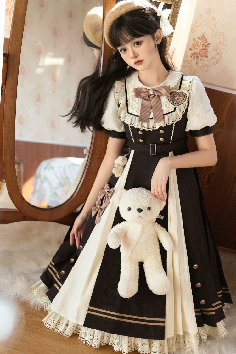 Letters from Unknown Star - Chocolate Workshop - Elegant Lolita OP Daily Short Sleeve Dress