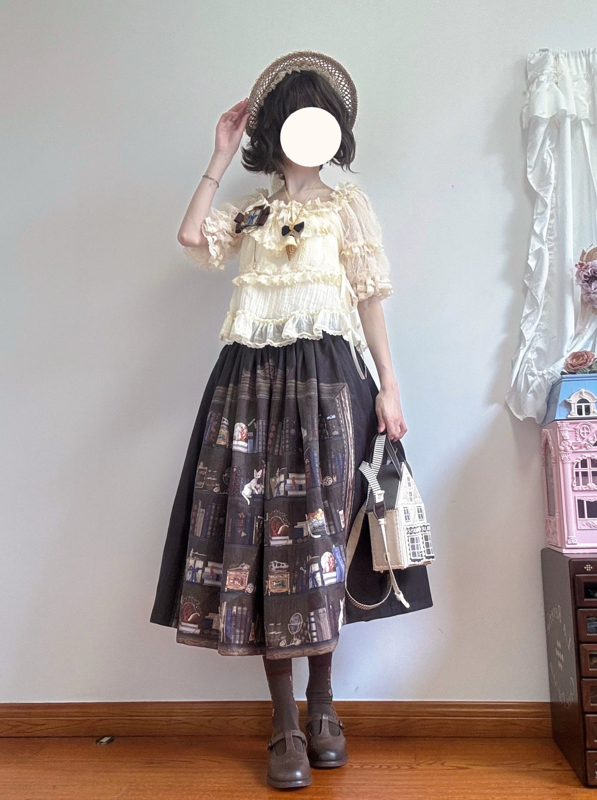 Miss Point - German Bookshelf - Classic Lolita SK, Detachable Suspenders 44026:791855