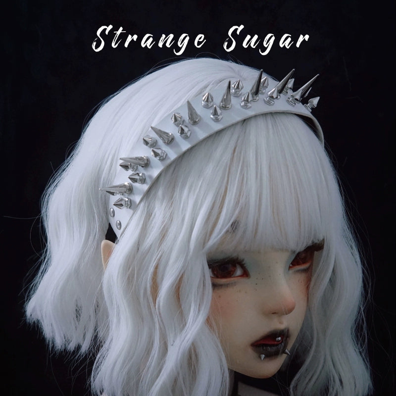 Strange Sugar - Gothic Lolita KC Faux Leather Punk Lolita Hair Accessories 3 Large and Small Rivets