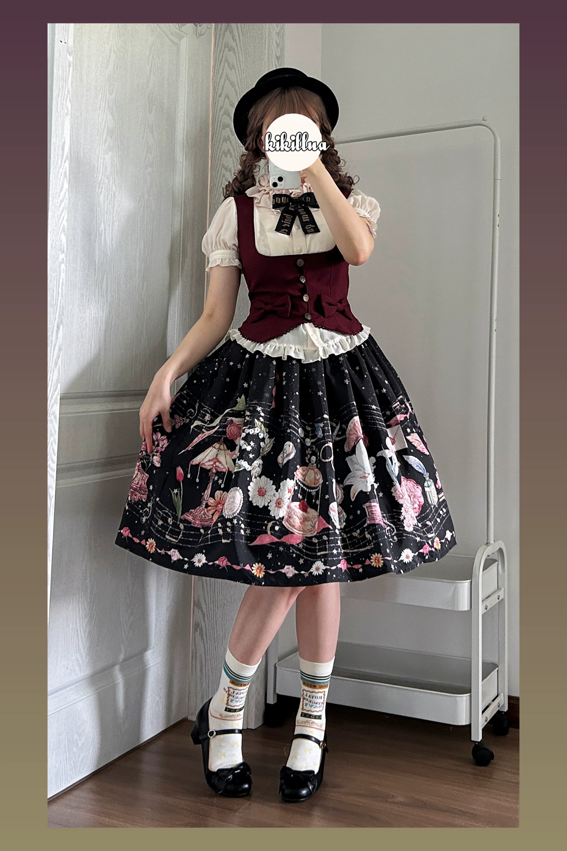 Yukines Box - Suyu Flower Sea - Elegant Lolita Dresses Floral Print JSK SK SK S Black