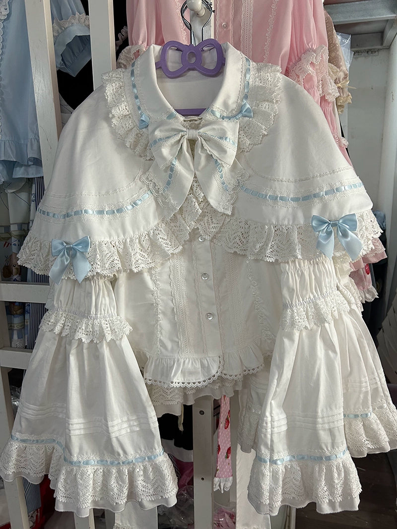 AerialCat - Praying Snowfall - Old School Lolita Skirt Suit Cape Princess Sleeve Shirt (L M S XL) 39180:615650