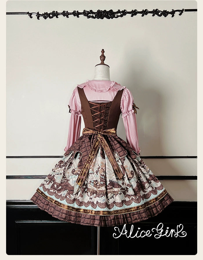 Alice Girl - Bear Chocolate Bar - Kawaii Lolita JSK & Salopette Dress 43851:787079