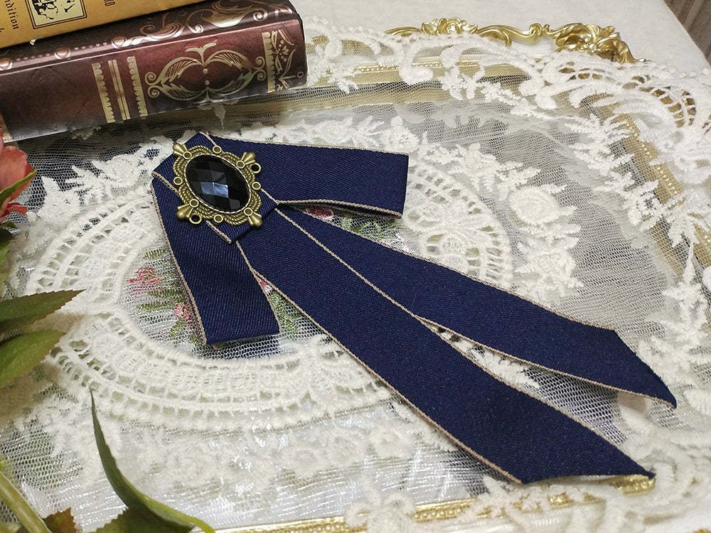 Miss Point - Rose Doll - Elegant Lolita Brooch Lolita Lapel Pin Multicolors Scarlet Ribbon Brooch B