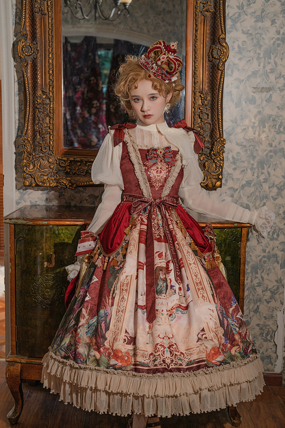 Miss Point~Kaleidoscope~Classical Lolita Shirt Dot Gauze Detachable Puff Sleeve Blouse Customized 35392:488876