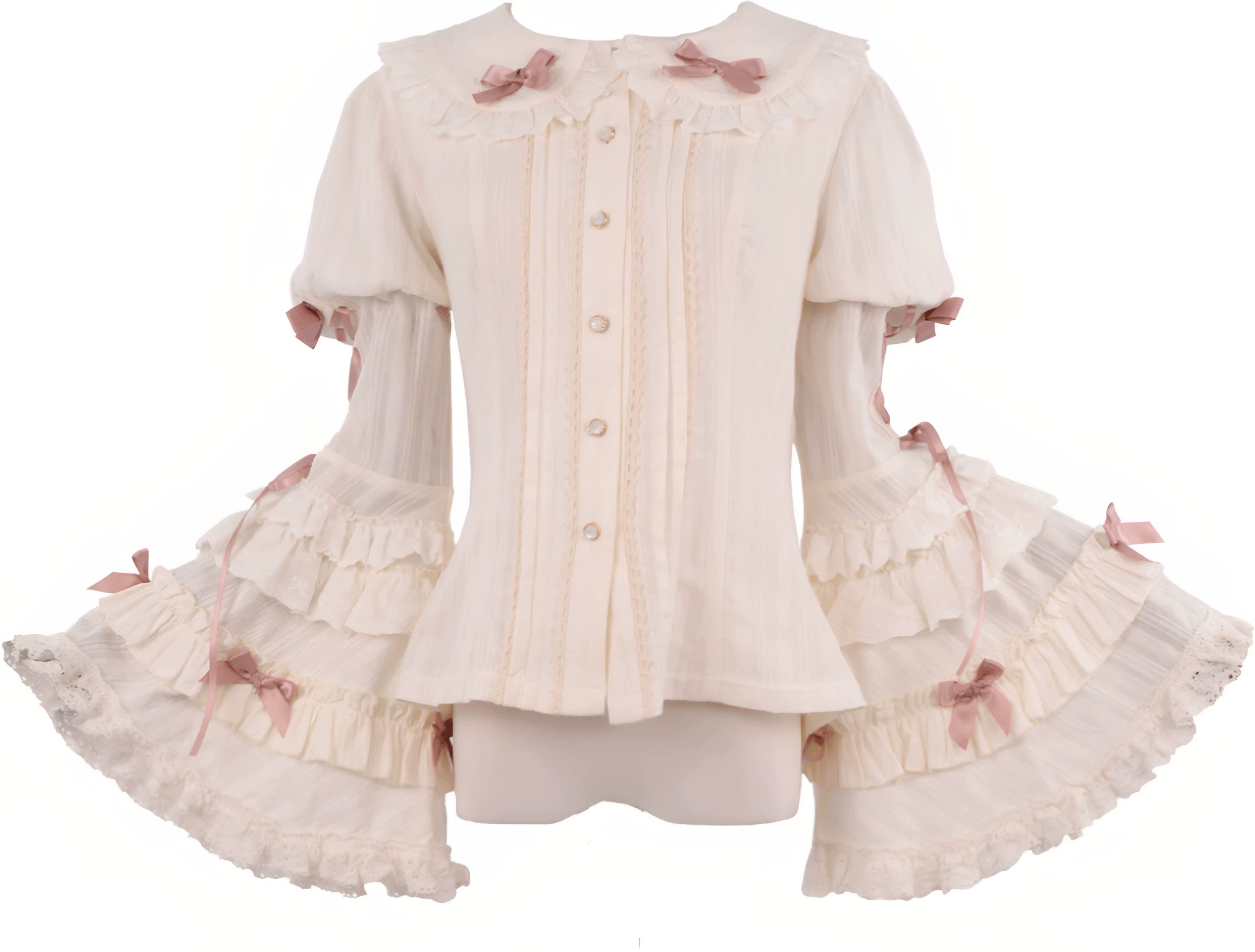 Antique Teddy Bear - Classic Lolita Printed JSK Dress with Ribbon Bows (2XL L M S XL) 45538:853254