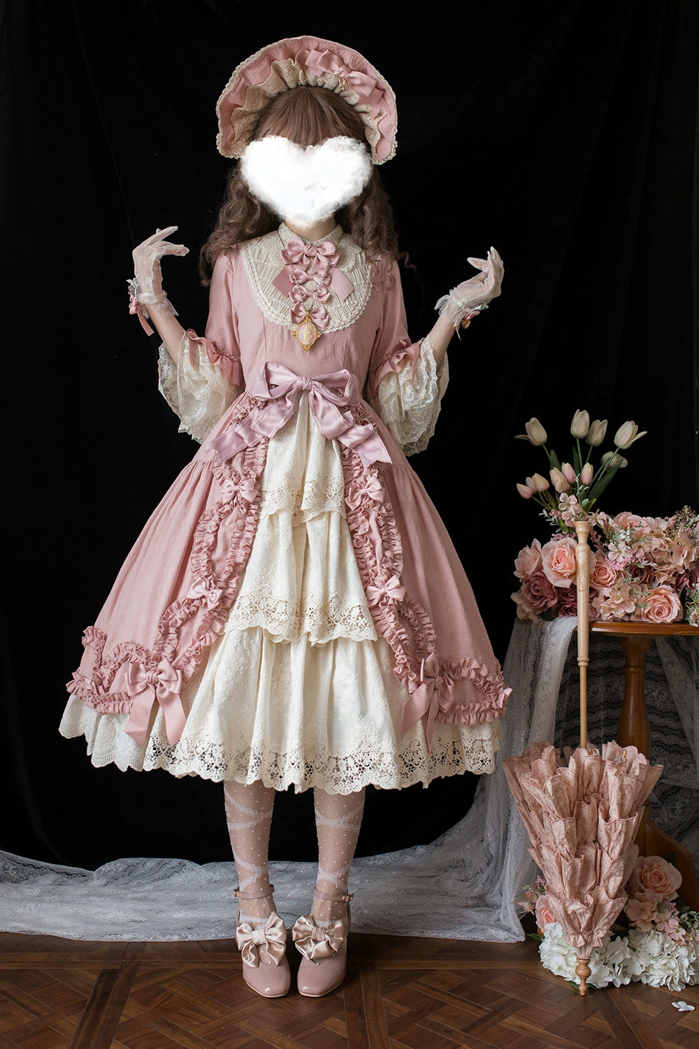 Miss Point~Lilyka Garden~Classic Lolita OP Dress Set Elegant Floral Wall Princess Sleeve 38832:606342