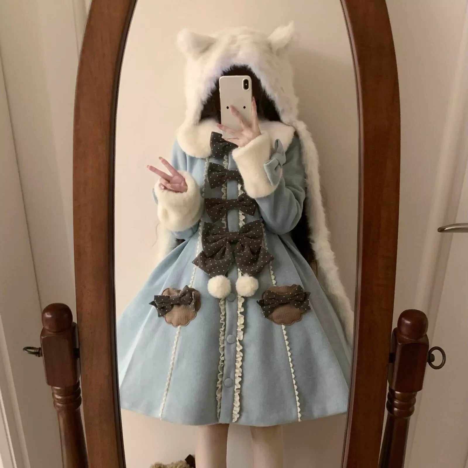 Sakurahime~Sweet Cookie~Sweet Lolita Coat Detachable Cape Pastel Outwear 40374:658094