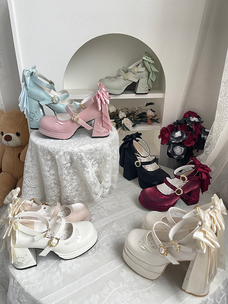 Classic Lolita Platform Shoes with Back Large Bow