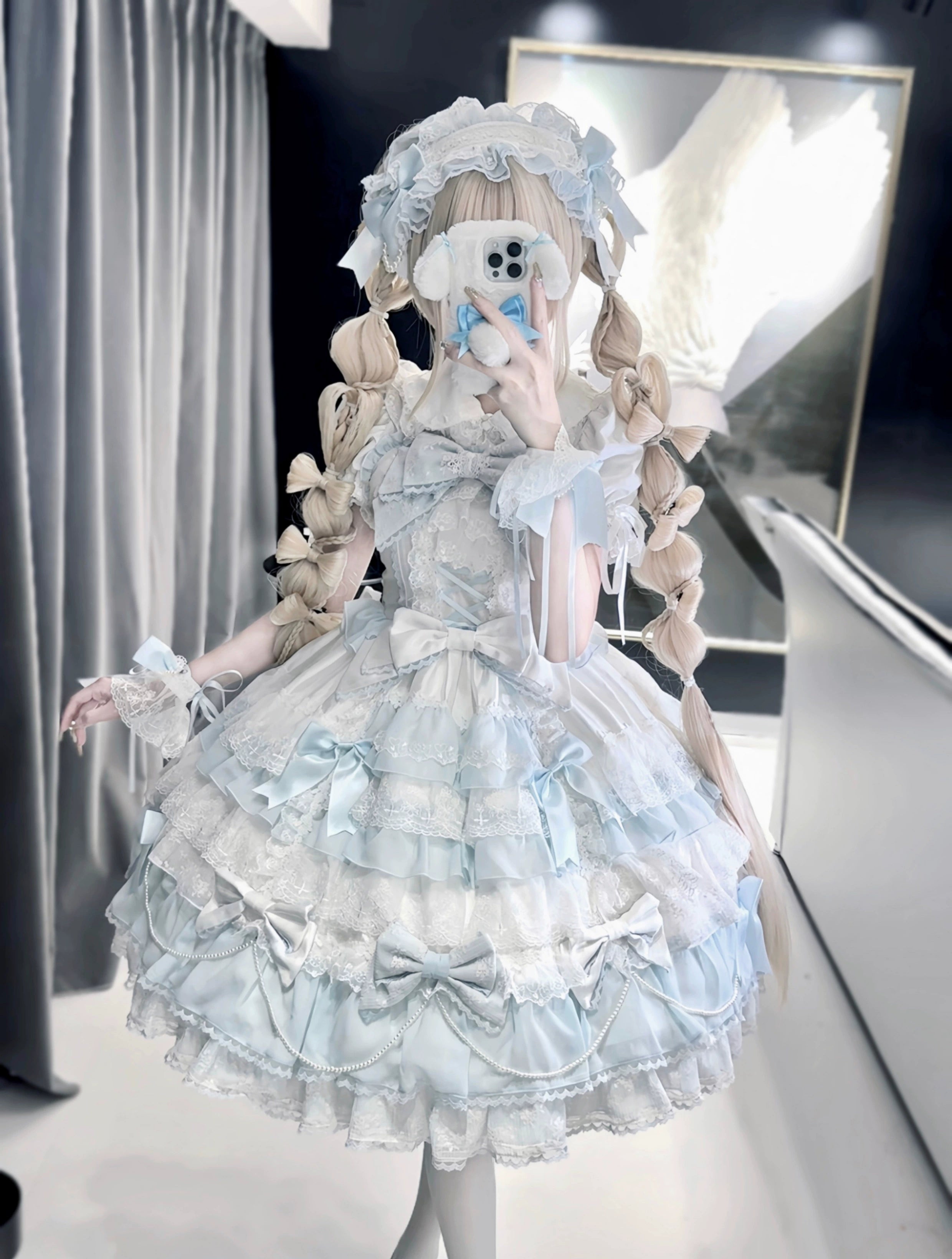Cocoa Sweetheart - Love Descends - Wedding Lolita Jumper Dress, White Blouse (L M S XL) 39050:611978