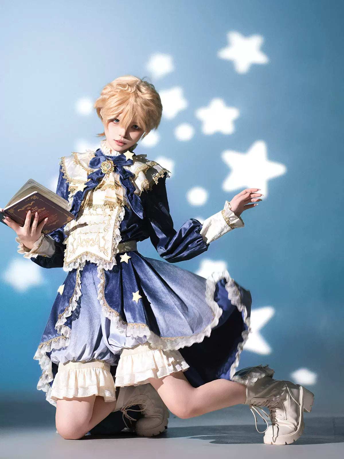 Dream Cloud - Ouji Lolita High-Low Tailcoat, Puffy Lantern Shorts 44443:809149