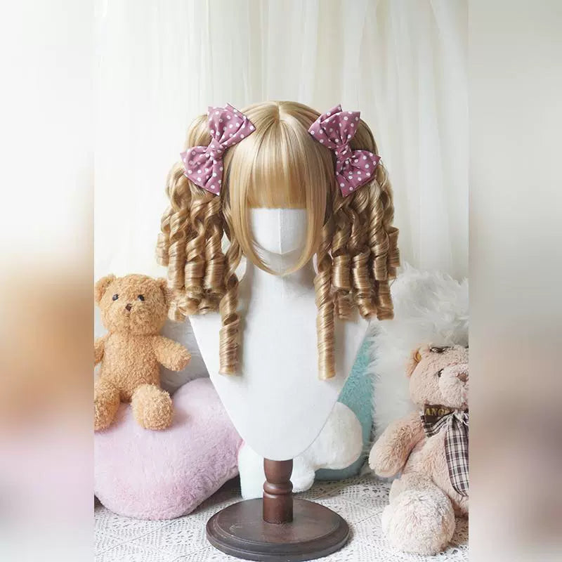 Solid Lolita Bob Wig With Detachable Curl Ponytail