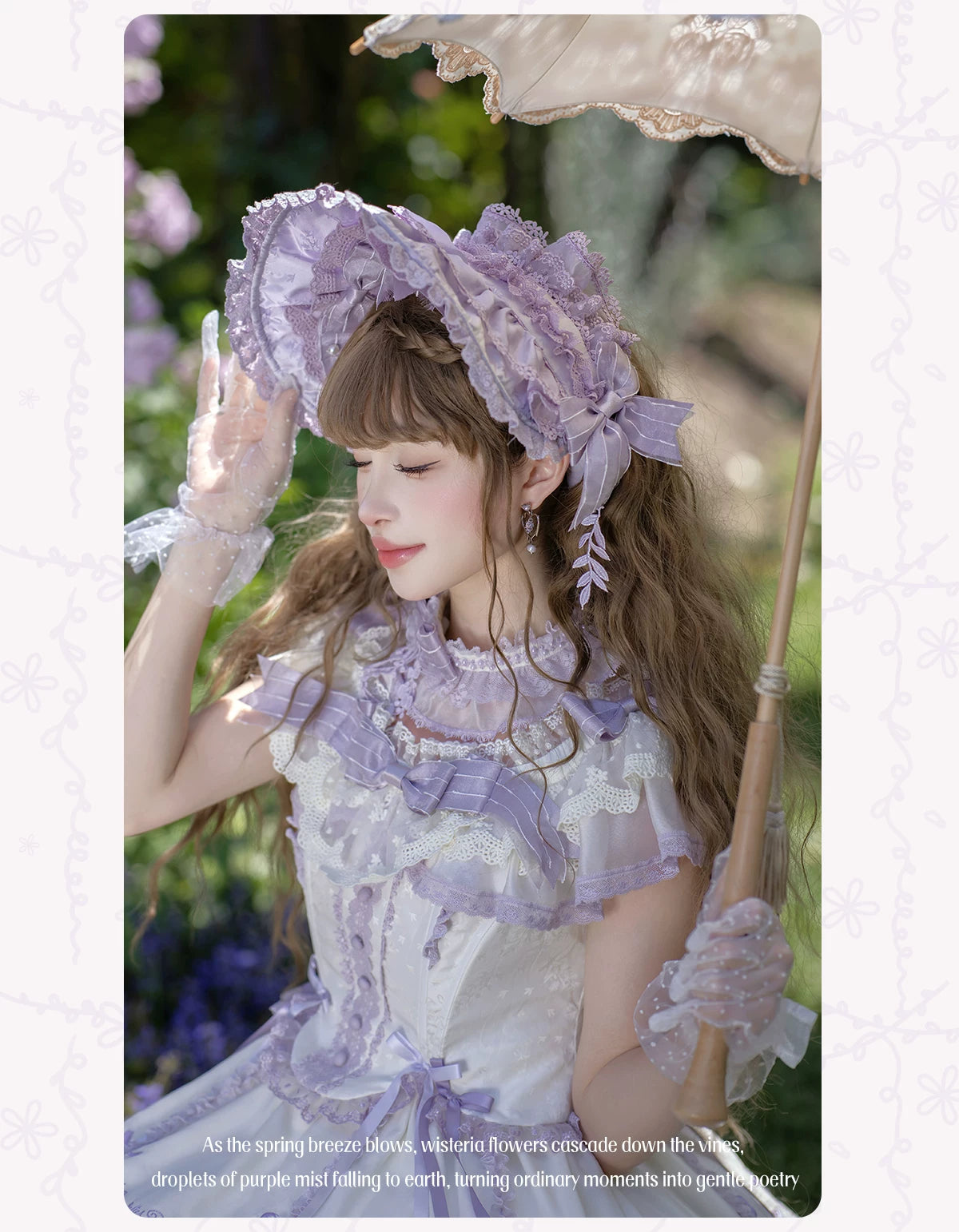 Wisteria Courtyard - Dreamy Purple Brooch and Headdress, Wisteria Accent