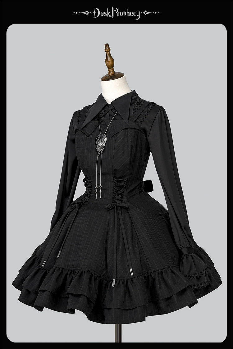 DuskProphecy - Heron - Classic Lolita Striped JSK Dress, Halter Neckline 44313:802949