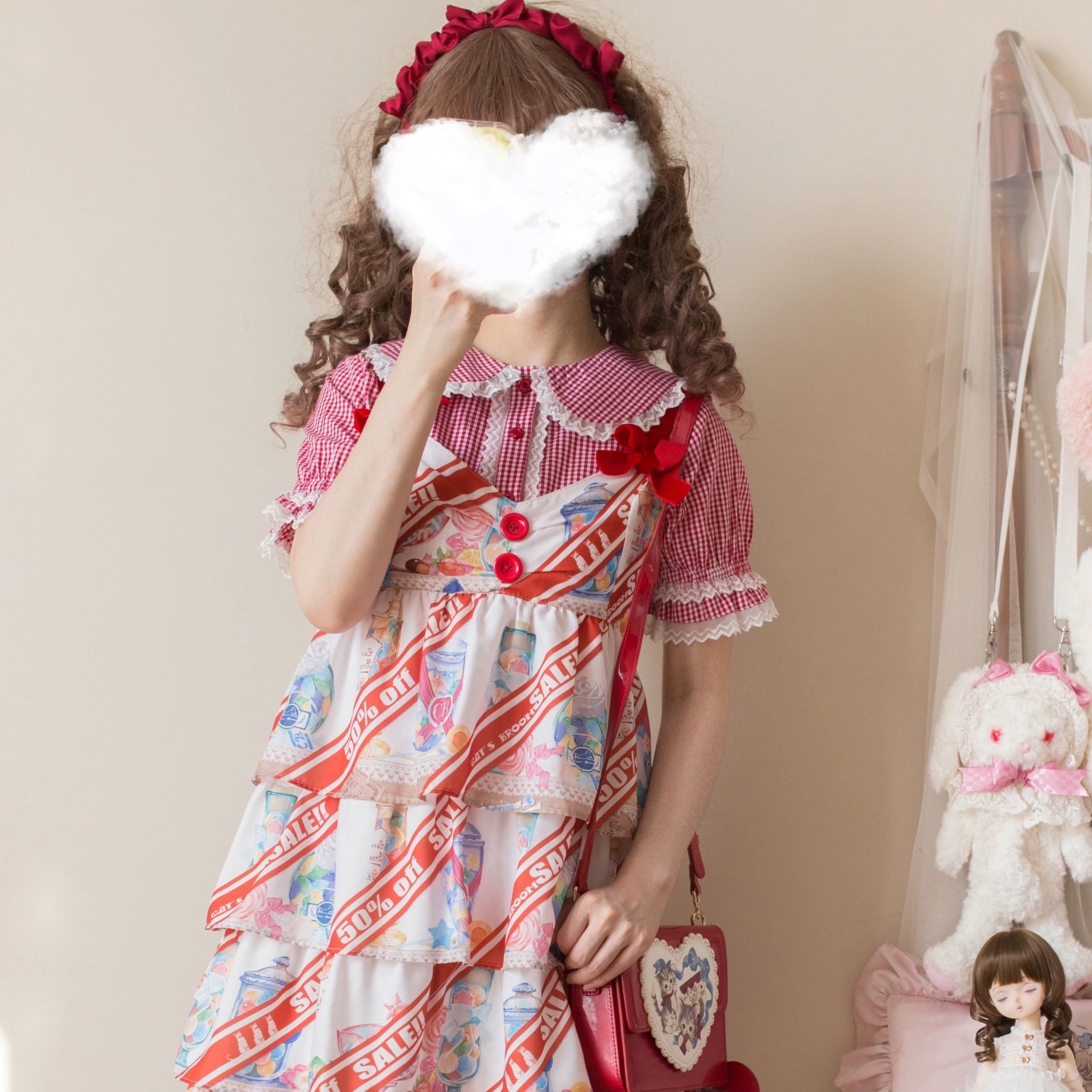 Kawaii Lolita Plaid Blouse With Cat Ear Peter Pan Collar