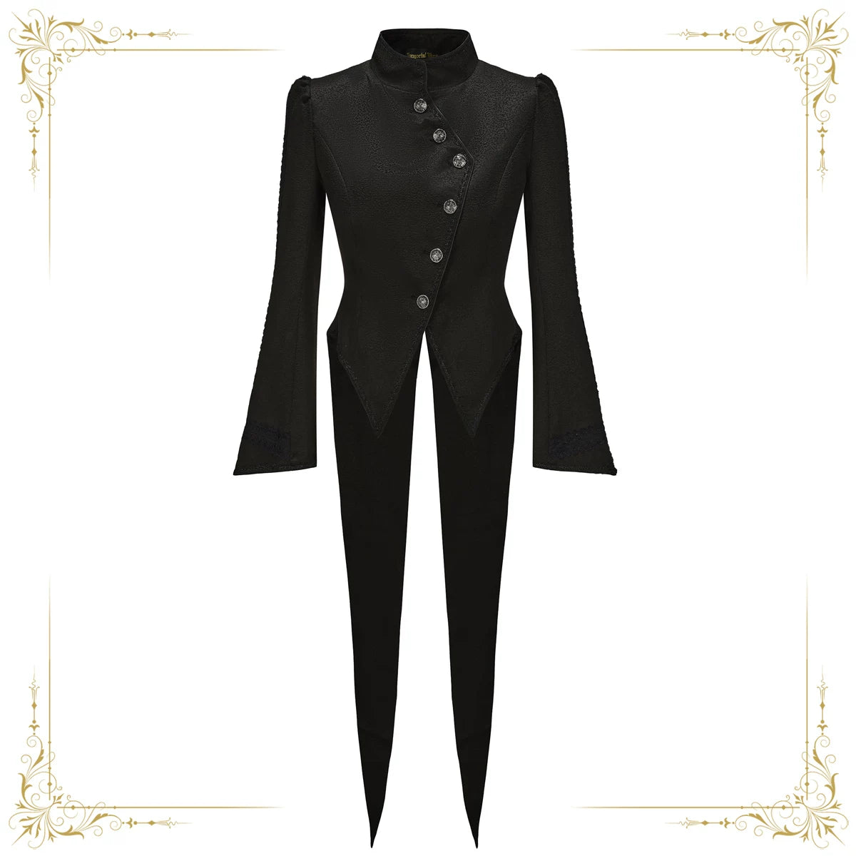 Immortal Murky Portrait - Ouji Lolita Long Swallowtail Black Coat Black S