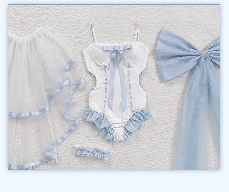 Tan Tuan - Water Melody - Lolita Inspired Swim Suits with Hollow-out Detail and Trailing 42731:751126