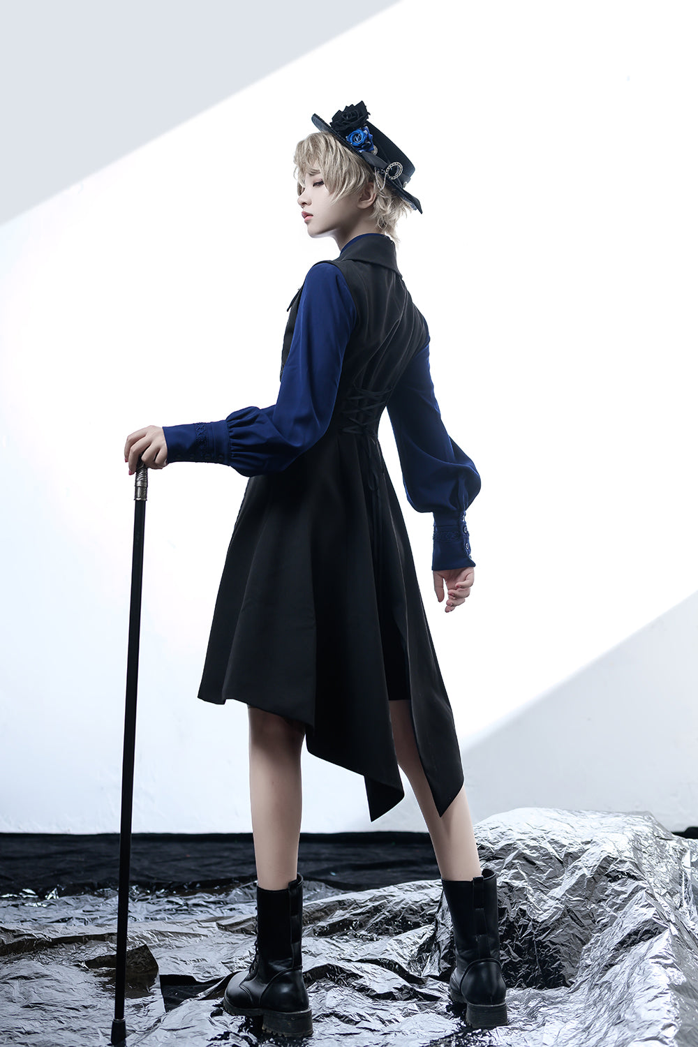 Princess Chronicles - Black and Blue - Retro Ouji Lolita Shirt 4420:234226