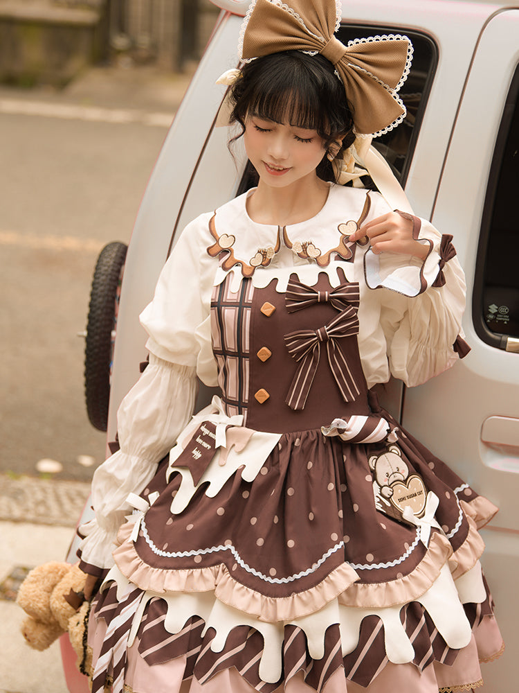 Half Sweet Lolita - Chocolate Milk Pie - Sweet Lolita Jumper Dress Summer Salopette S Salopette