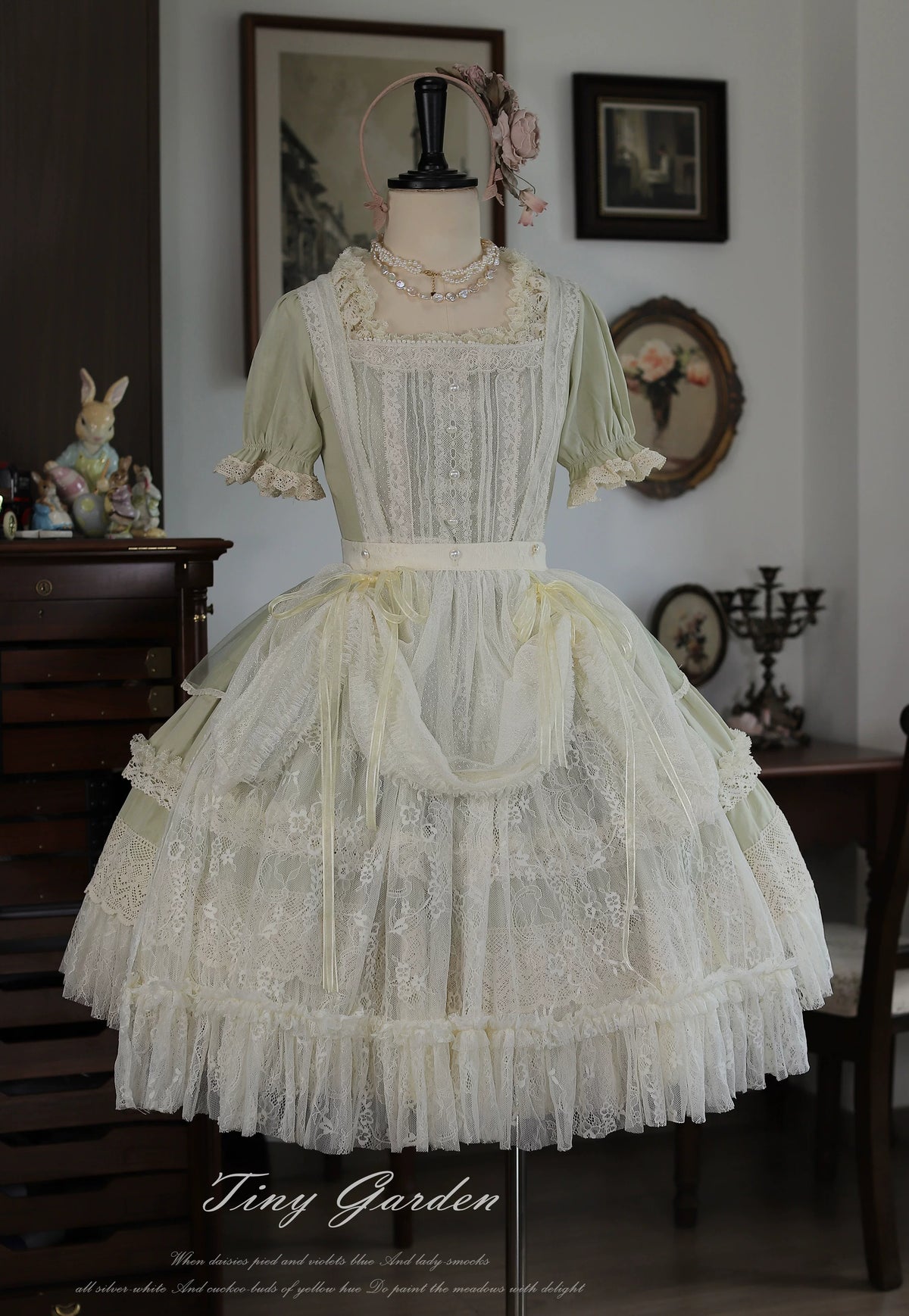 Garden Jardin - Cotton Classic Lolita OP Dress With Tiered Ruffles 45927:868650