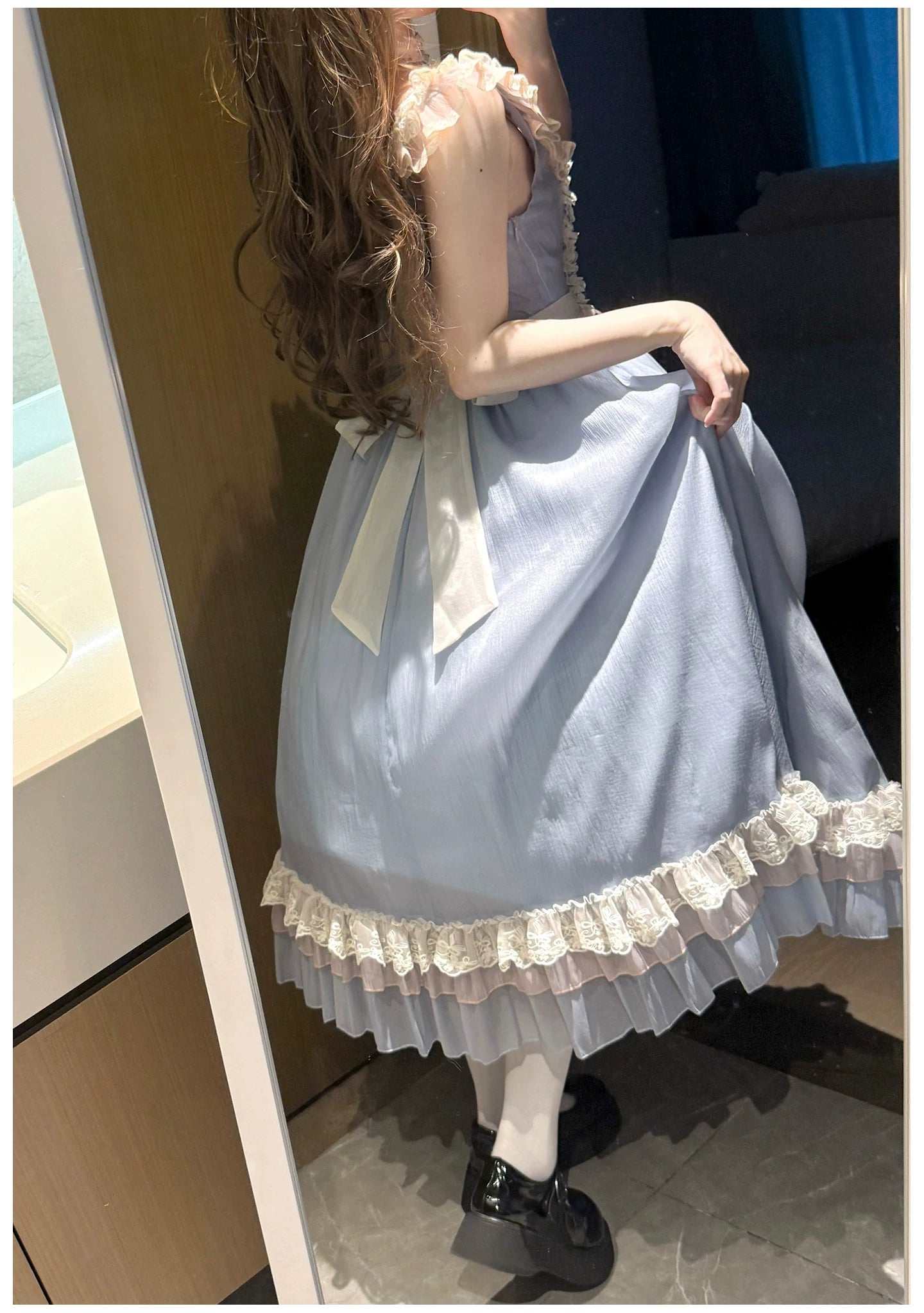 Island Diary - Classic Lolita Flutter Sleeve JSK Dress, Ruffled Lace 45533:855168