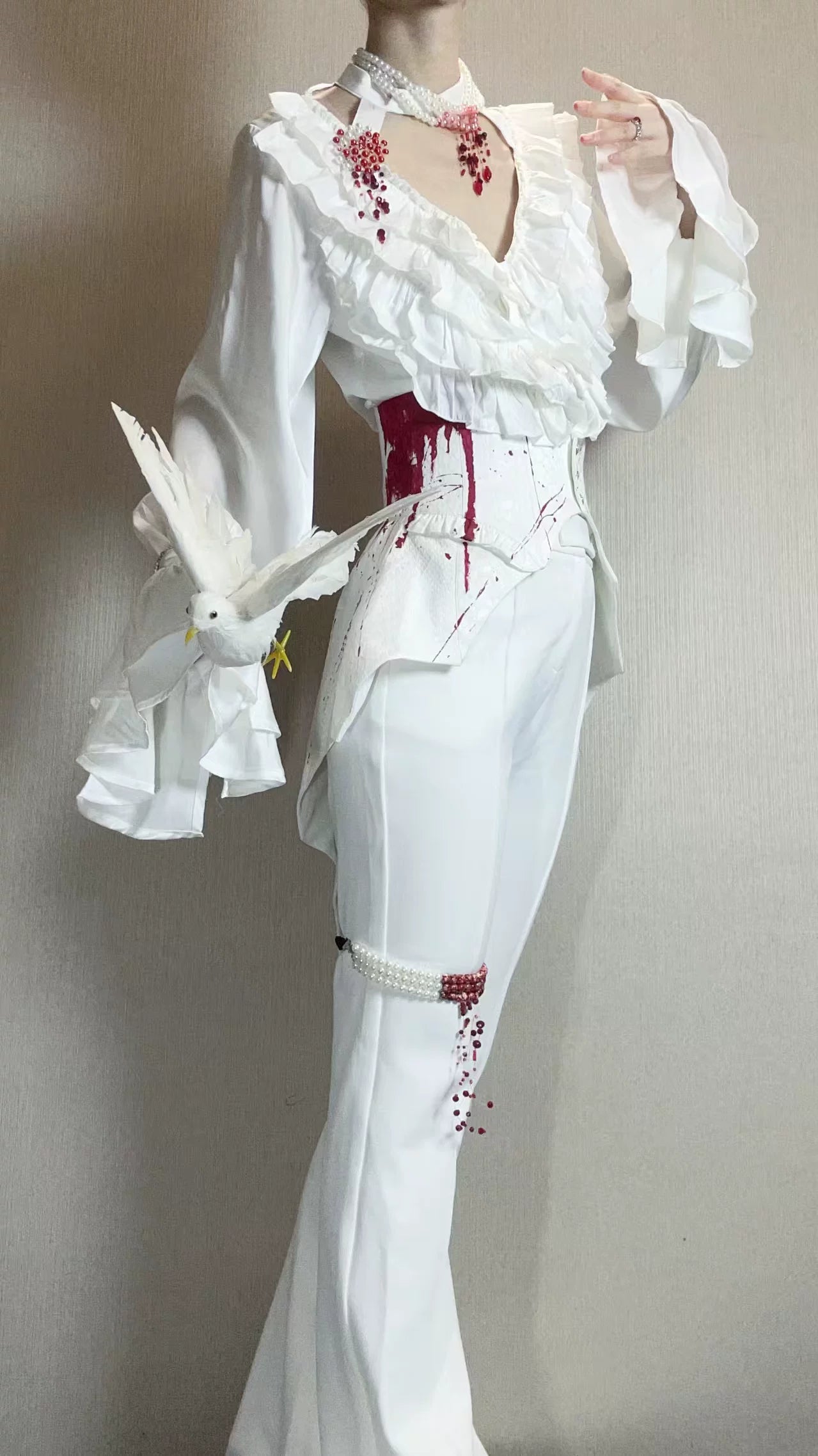 Blue Moon Bone Erosion - Gothic Lolita Waist Cincher, Bat Wing Hem 44453:809559