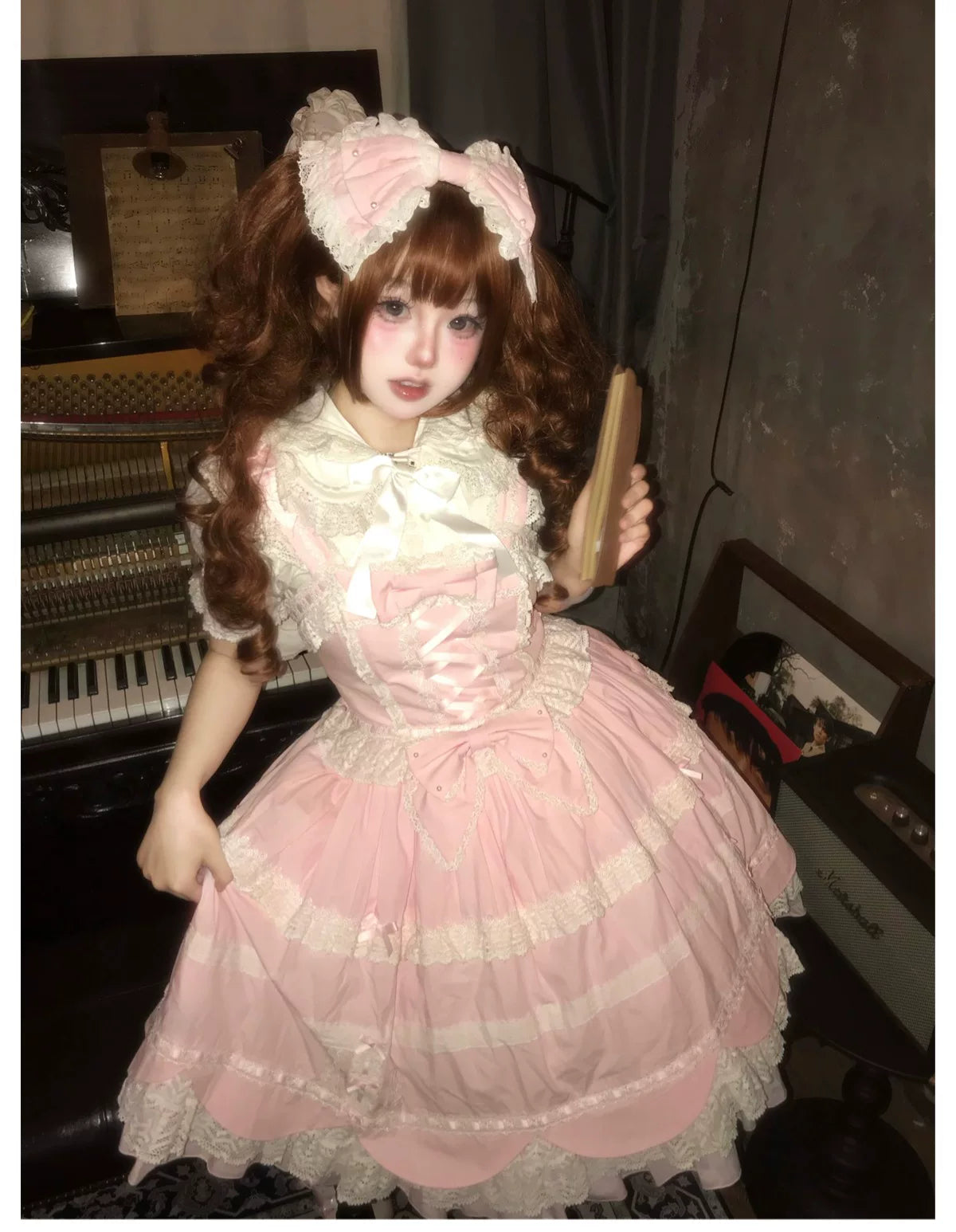 Cream Petal - Cotton Old School Lolita JSK, Layered Tiered Hem 44538:812472