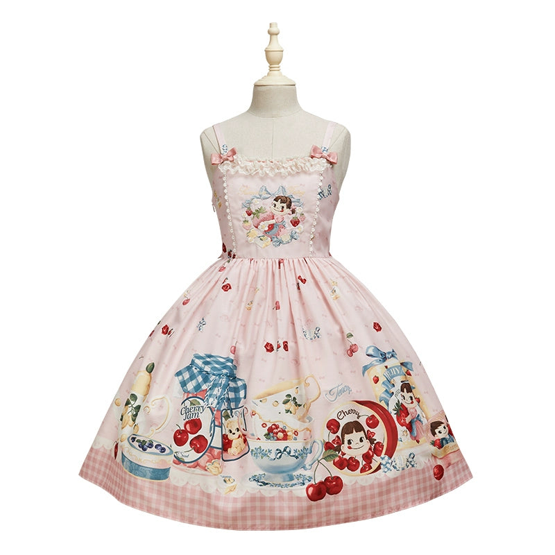 Summer Fairy - IP Collab Kawaii Lolita JSK Shirt Candy Box Hat One Size Positioning Print JSK - Pink
