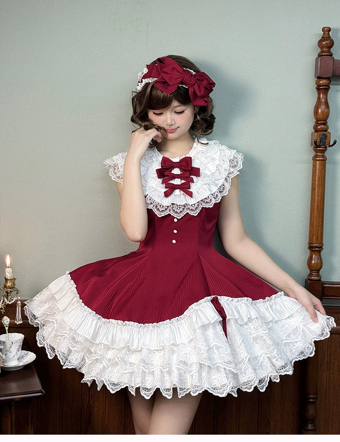 Alice Girl~Arrogant Miss~Sweet Lolita Jumper Dress with Tiered Lace Dress 41484:699408