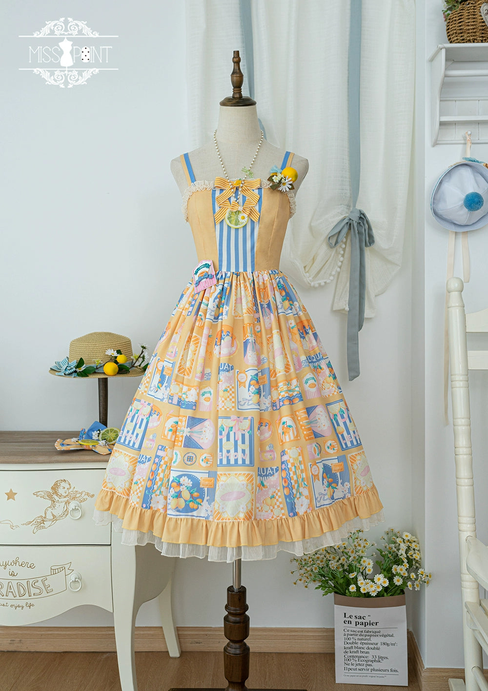 Miss Point~Daisy Lemon~Daily Lolita Lemon Print JSK Customized 21502:310612
