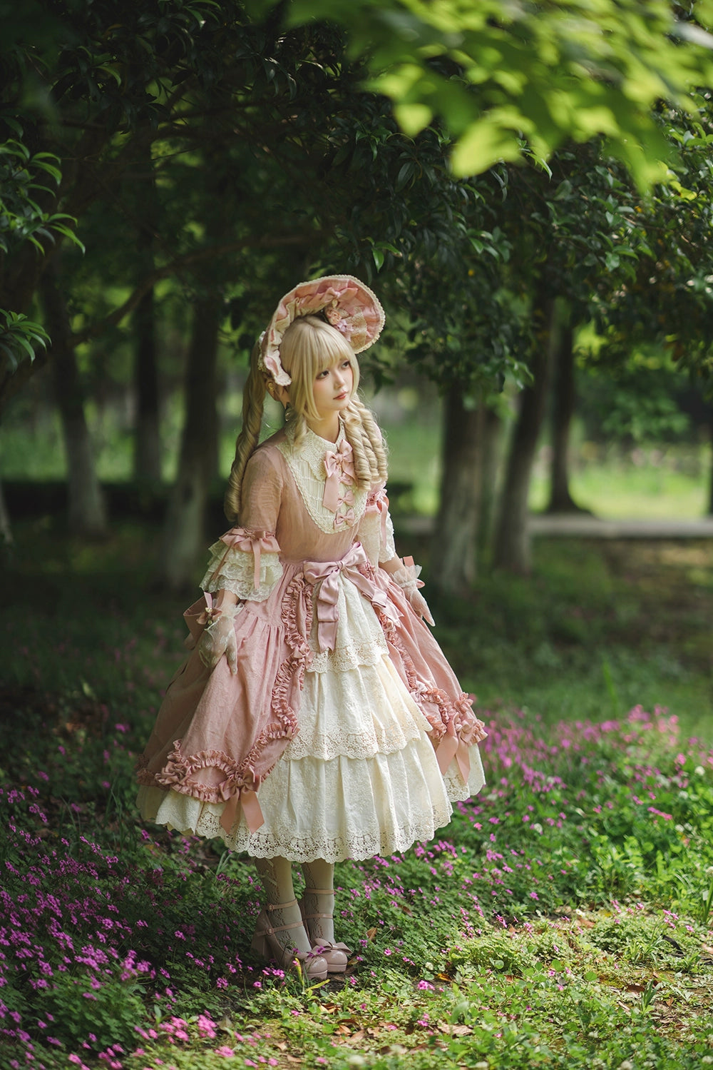 Miss Point~Lilyka Garden~Classic Lolita OP Dress Set Elegant Floral Wall Princess Sleeve 38832:606482