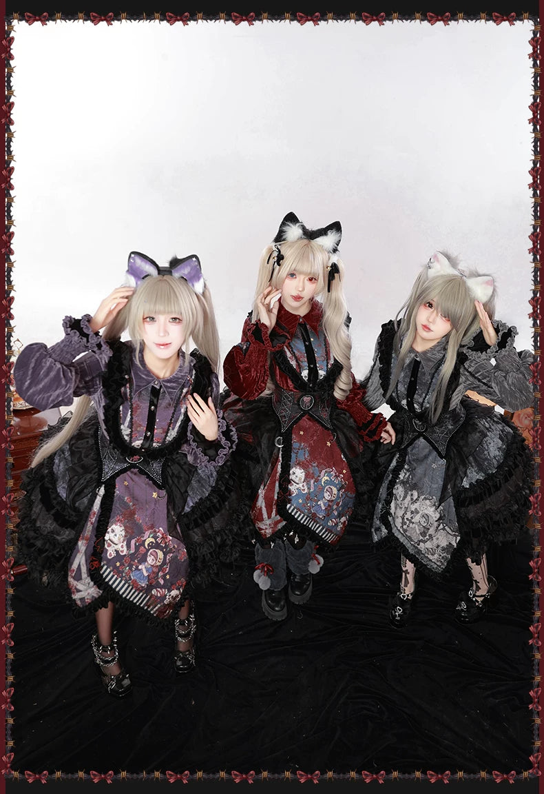 Werewolf Slayer - Gothic Lolita Shirt & Suspender SK Dress Set, Tiered Skirt 44541:811993