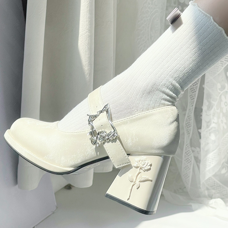 Dreamland~Wanxiang Cycle~Elegant Lolita Heel Shoes with Embossed Rose 42471:741289