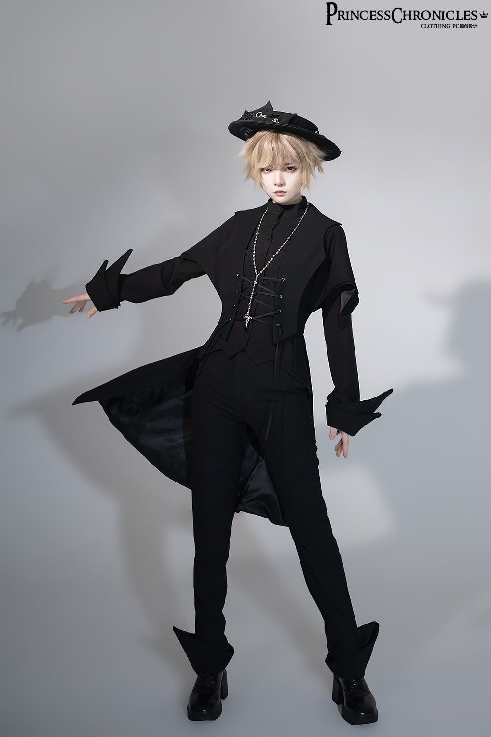 Princess Chronicles - Yan Ye - Ouji Lolita Irregular Hem Black Shirt